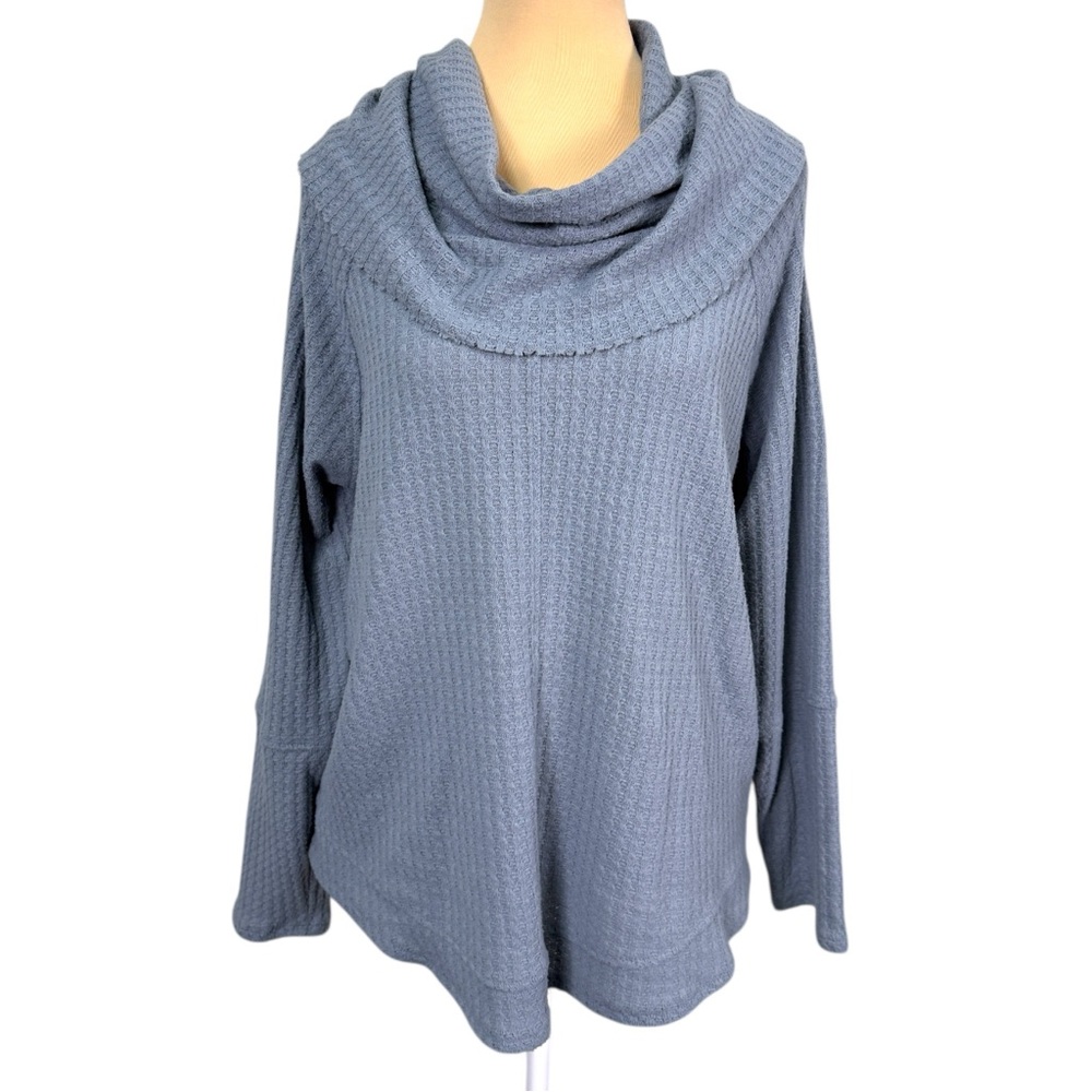 Cupid Light Gray/Blue Cowl Neck Lightweight Sweater Size Large